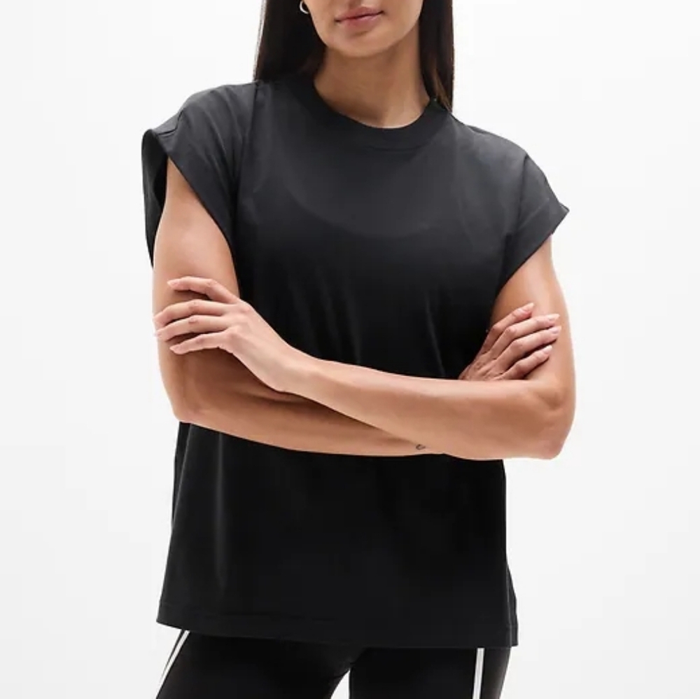 Athleta True Cotton Oversized Muscle Tee In Black